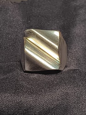 VTG Signed DPL Sterling Silver Modernist Ring Chunky Geometric Size 5 7.2 g