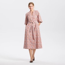 Women Puff Elbow Sleeve Midi Shirtdress - Universal