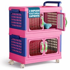 Carrello Portagiochi 2 Livelli Impilabili Contenitore Organizer Apribile e Ruote