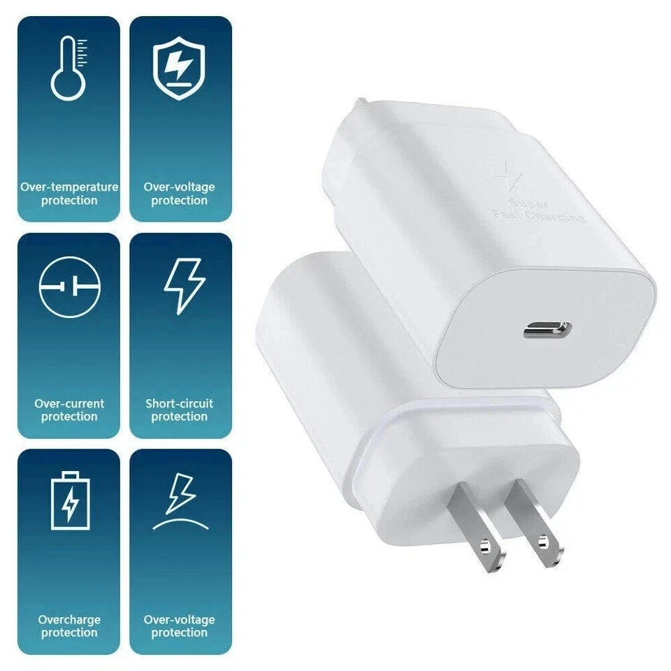 25W USB-C Super Fast Wall Charger For Samsung Galaxy S22 S23 S24 S25 Ultra-white - Bild 4 von 4