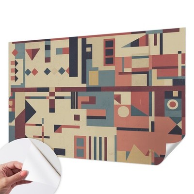Fototapete 3D Tapete Wandbild Küche Geometrische Formen Und Leuchtende Farben