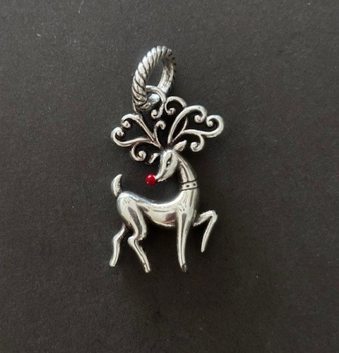 Brighton Christmas Rudolph red nose reindeer holiday silver charm pendent