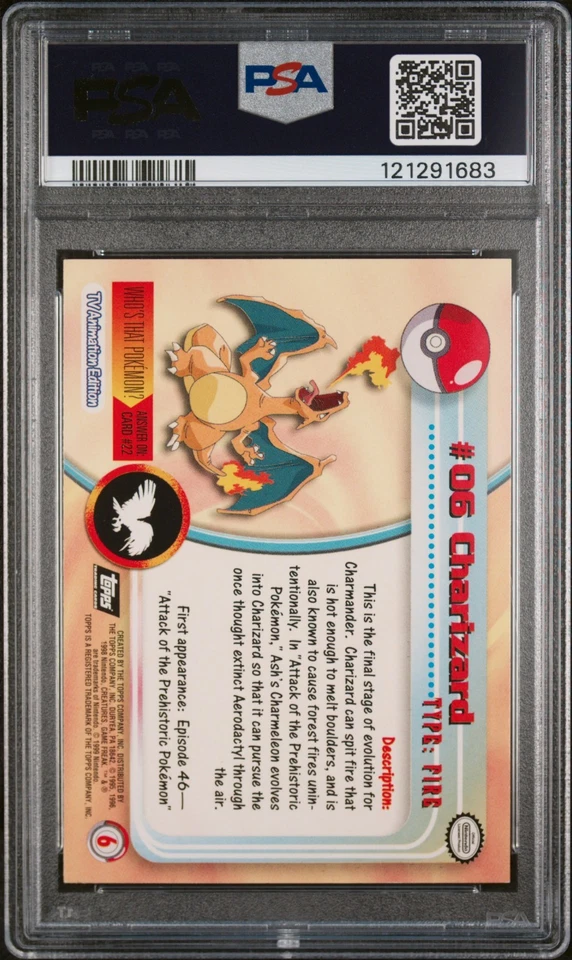 1999 TOPPS POKEMON TV FOIL #6 CHARIZARD PSA 9 NEW CERT! LOW POP! - Image 2 of 2