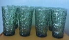 vintage Anchor Hocking Lido Milano 8 Glasses Tumbler avocado green 5.5" 12oz