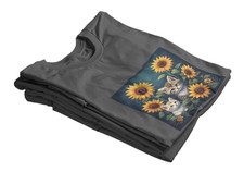 Kittens in Sunflowers T-Shirt Cute Floral Cat Art