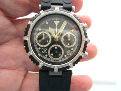 Gerald Genta Gefica Safari GGM.3 Steel Rubber Diamond 35 MM Chronograph Watch
