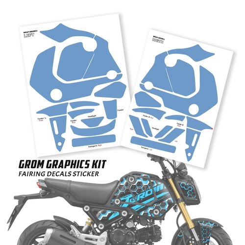 For Honda GROM 125 2021 2022 2023 Wrap Fairing Stickers Set Hex Aqua - Picture 3 of 5