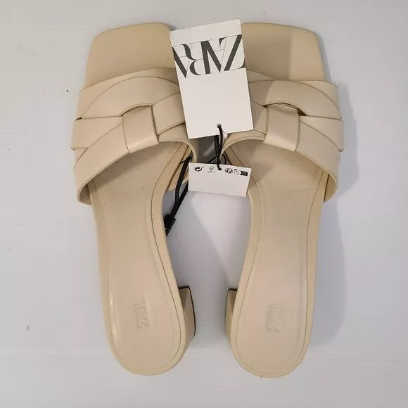 Zara leather outlet crossover sandals