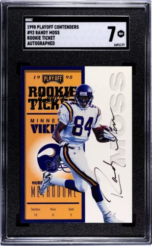 1998 Playoff Contenders Randy Moss Ticket Auto Rookie RC /300 #92 SGC 7 SP HOF