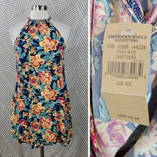 New American Eagle Mini Dress Size XS rose Floral Party Peasant Cottagecore NWT