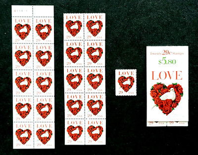 1994 Choice: US Booklet or Pane BK214 / 2814a! Mint MNH Stamps Love Red Roses! 