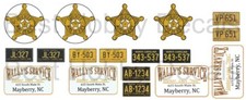 Mayberry Sheriff Andy Griffith Police Cruiser Wally's 1/24th - 1/25th Decals