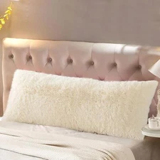 Reafort Luxury Long Hair PV Fur Faux Fur Body Pillow Cover/Case 21inx54in wit...