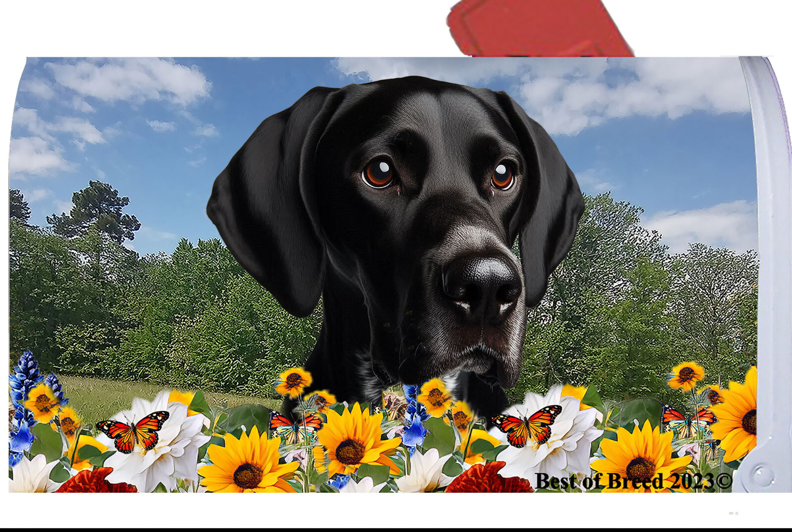English Pointer Summer Flowers Mail Box Cover