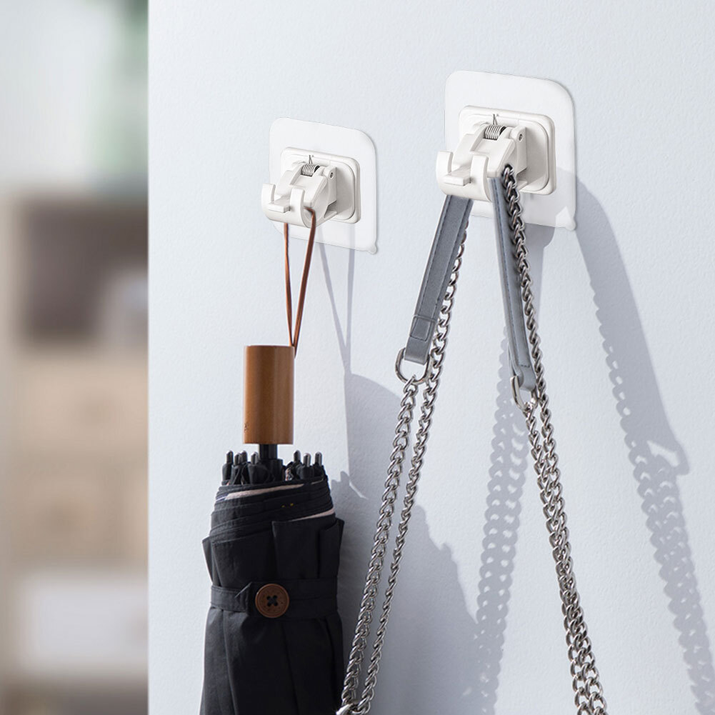 2PCS No Drill Curtain Rod Brackets Wall Mount Hooks for Bathroom