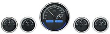 Dakota Digital Universal 5 Round Gauges Analog Dash Black Alloy Blue Vhx-1022-