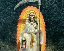 Santa Muerte Statue, Hourglass, Holy Death Altar Piece, Day of the Dead, White