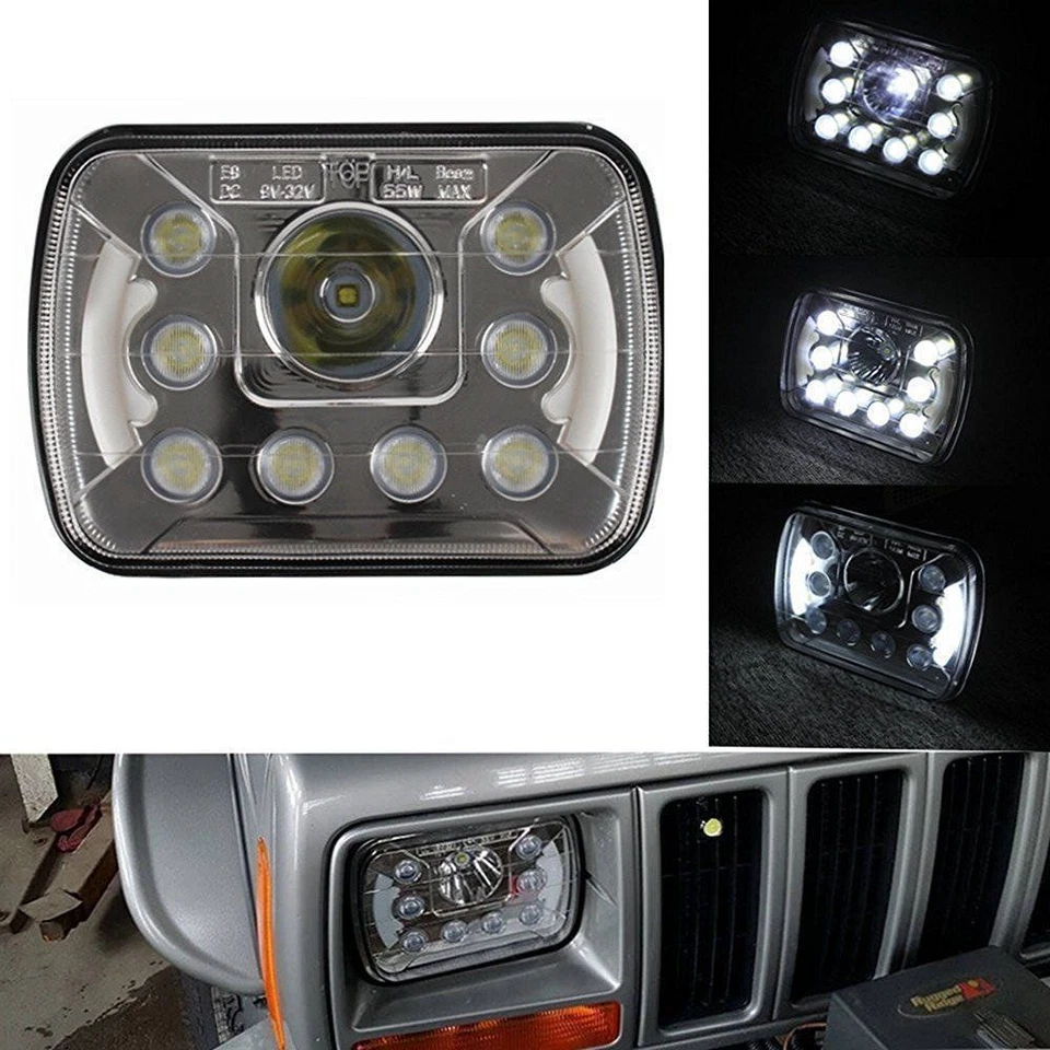 Faros LED 5x7 7x6 repuesto furgoneta camión Toyota XJ YJ 4Runner (par) DRL 55W Foto 3 de 4