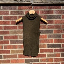 Express Olive Green Ribbed Knit Turtle Neck Sleeveless Top