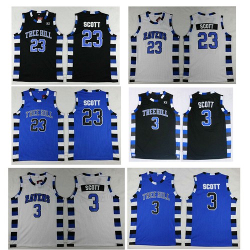 One Tree Hill Ravens Basketball Jerseys Movie 3 Lucas Scott 23 Nathan Scott Sewn