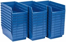 30 Count Quantum Storage QSB102 Blue Economy Shelf Bins, 11-5/8" x 6-5/8" x 4"