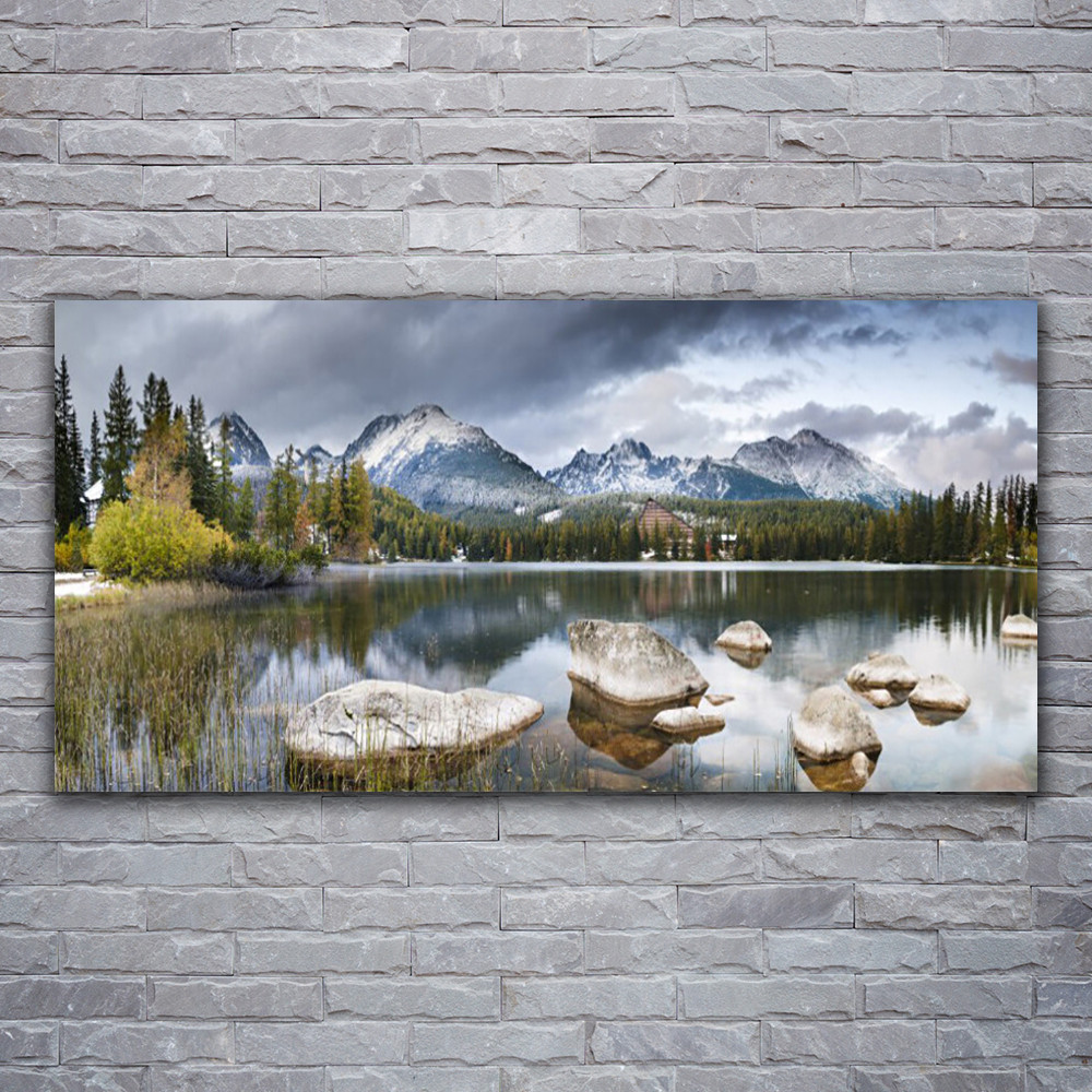 Tableau acrylique 120x60 cm pour agrandir un salon avec un paysage de lac