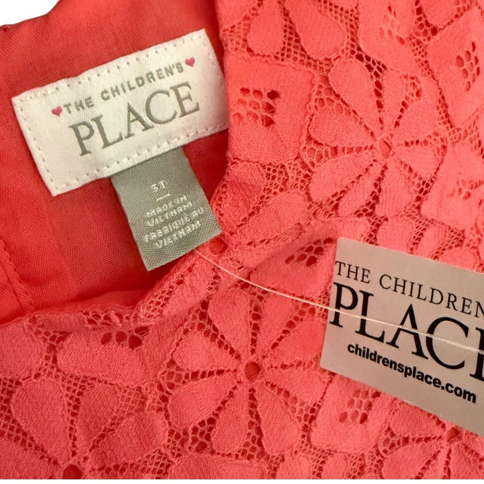 Vestido recto de encaje floral margarita 3T coral The Children's Place para niñas pequeñas NUEVO Foto 3 de 4