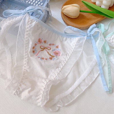 Women Mori Girls Sweet Panties Bandage Briefs Lolita Strappy Underpants Underwea