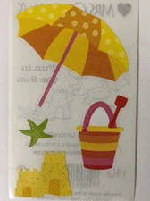 BEACH UMBRELLA Stickers(4pc) Mrs.Grossman's•Sand•Ocean•Starfish•Sandcastle•Shell