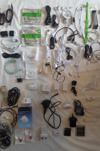 USB Wire & Adaptor bundle ip Micro usb 2&3 pin Eu Uk adaptors 100+ mixed joblot - Photo 2 sur 4