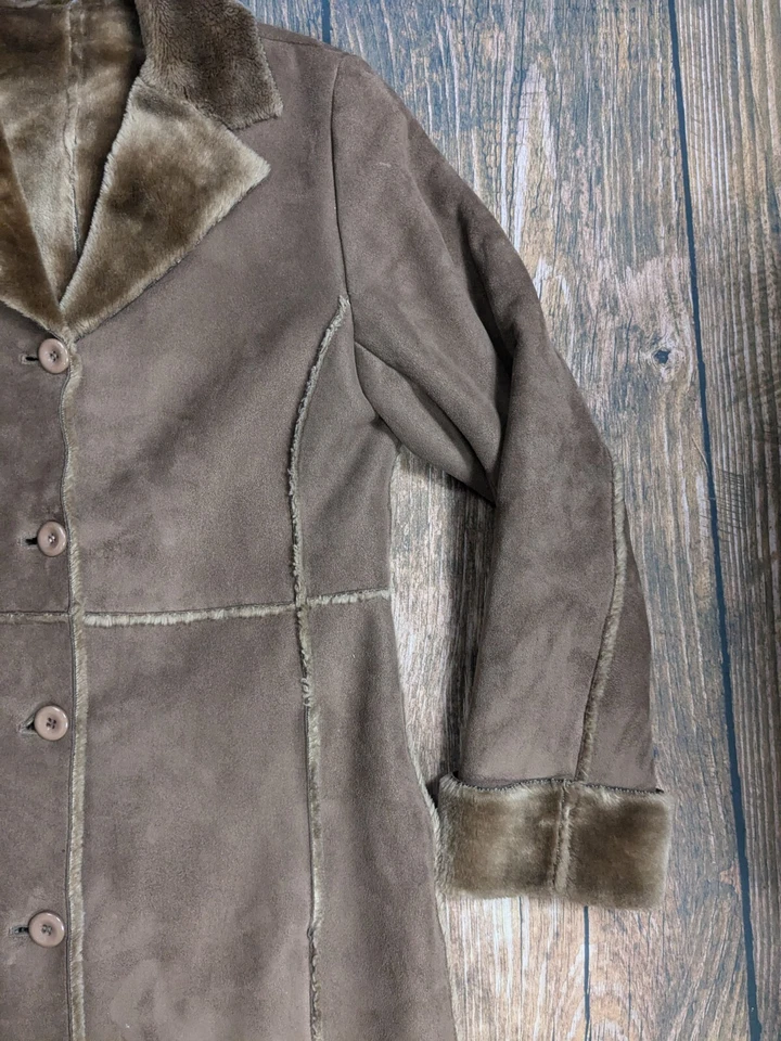 Abrigo de gamuza de piel sintética Penny Lane vintage talla S Marvin Richards recortado forrado Foto 3 de 4