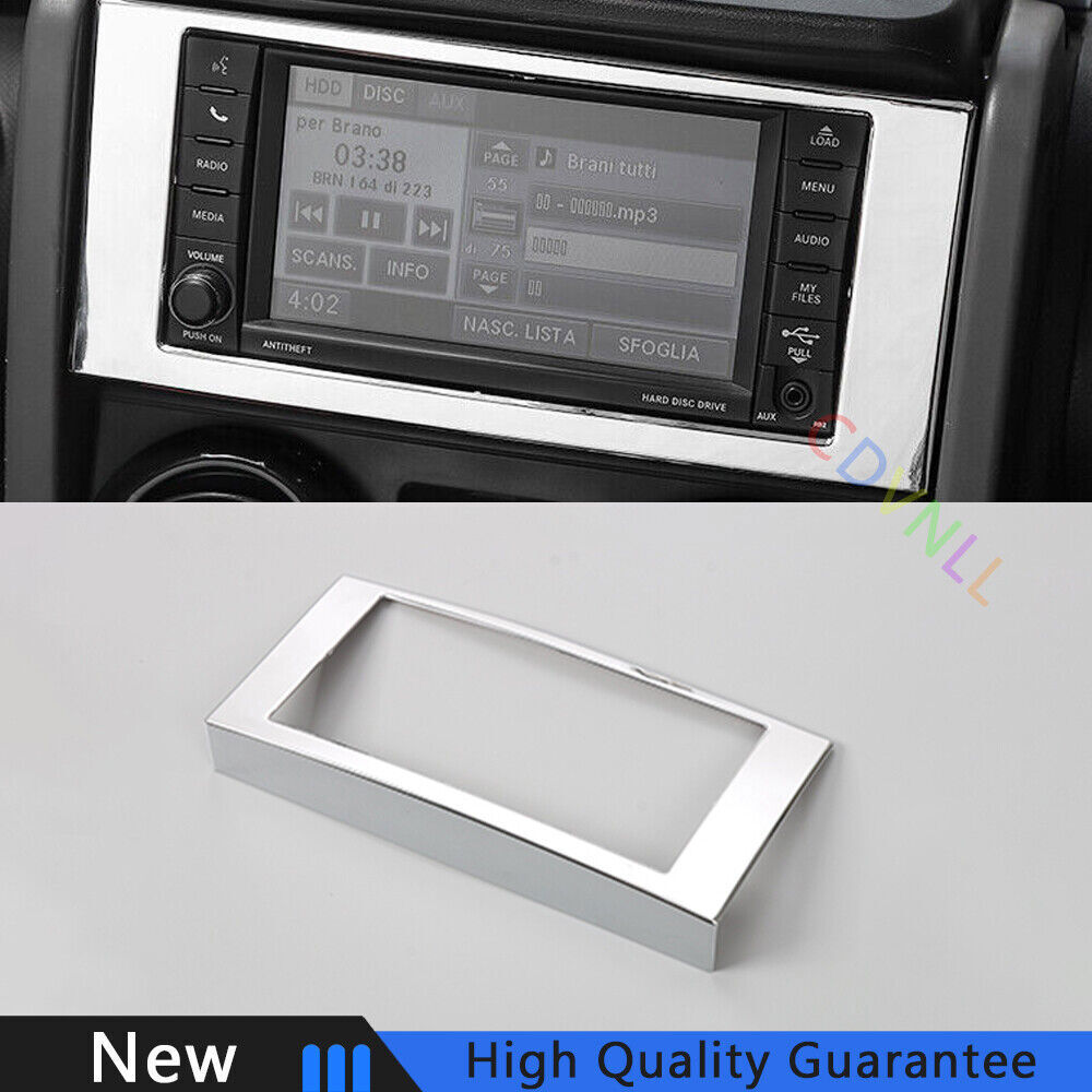 For Jeep Wrangler JK 07-2010 Chrome Silver Central Console Navigation Frame Trim