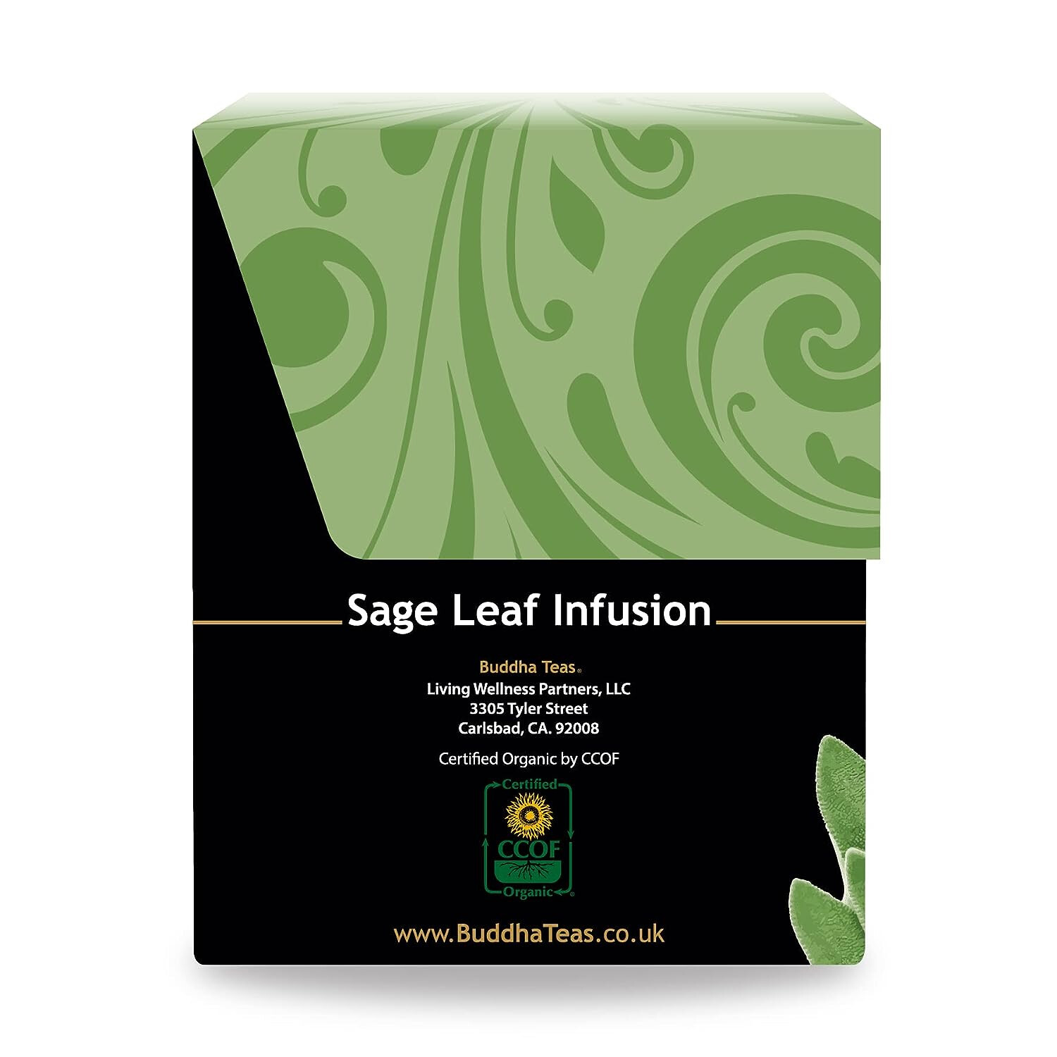 Buddha Teas Organic Sage Leaf Tea, 18 Tea Bags