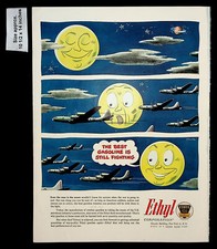 1944 Ethyl Corporation Gas Moon Military Planes War Fluid Vintage Print Ad 35174
