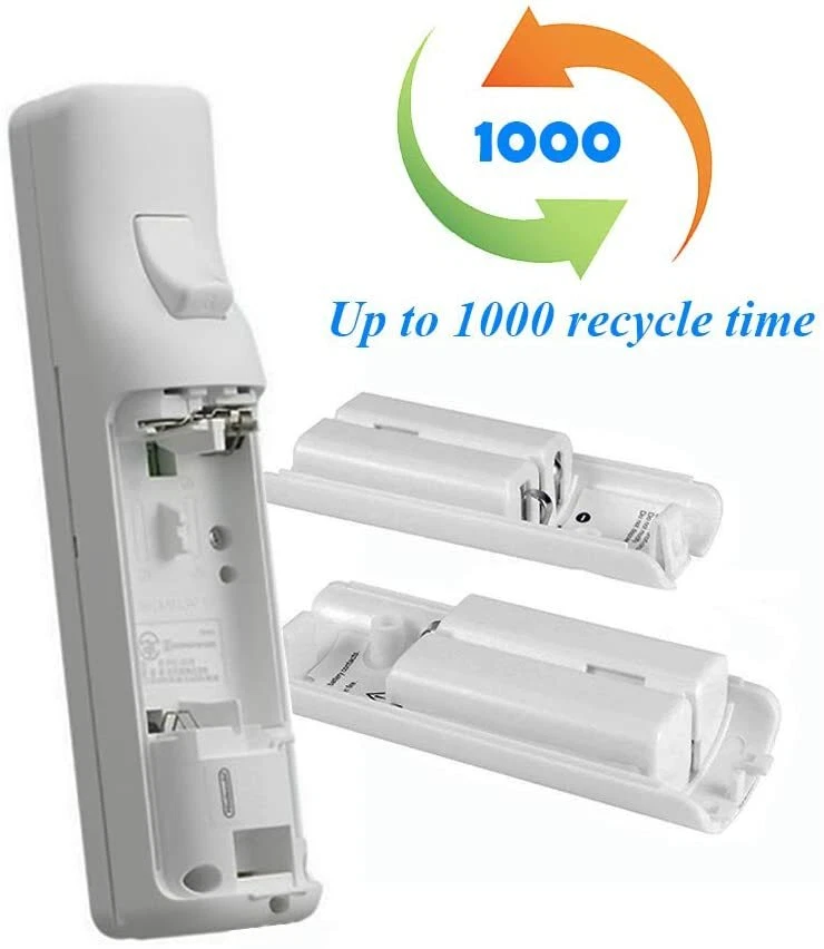 4 Pack 2800mAh Rechargeable Batteries for Wii/Wii U Remote Controller (White) - Image 4 of 4