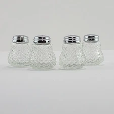 Vintage Salt and Pepper Shakers Cut Glass Miniature Set Clear 2 Sets Total 4
