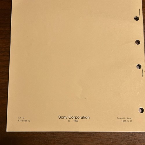 SONY VTR COMPOSITE COMPONENT ADAPTOR Operations & Maintenance Manual VA-1V 1986 - Picture 11 of 15
