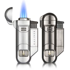 Galiner Metal Cigar Lighter With Punch 3 Jet Blue Flame Gas Torch With Gift Box