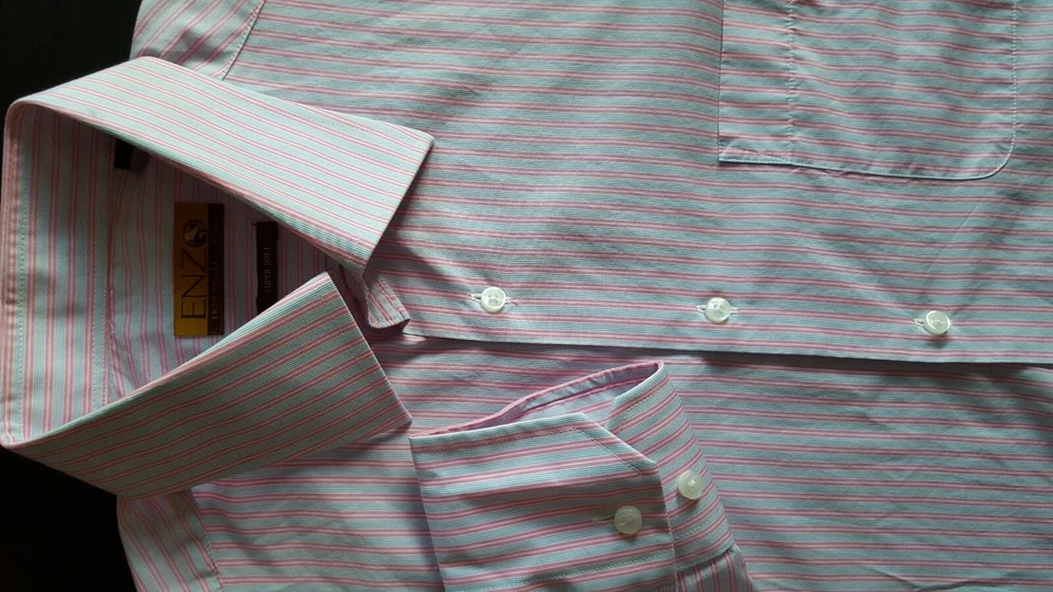 Camisa social masculina ENZO TOVARE super macia Itália algodão manga longa - 15,5x34/35 - Imagem 3 de 4