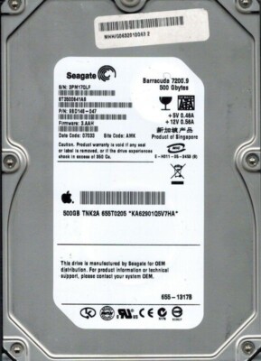 Seagate シーゲート ST3500641AS（3.5 HDD 500GB） SEAGATE ST3500641AS 500GB P/N: 9BD148-047 F/W 3.AAH AMK MAC 655