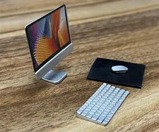 1SET 1/12 Scale Dollhouse Miniature Desktop Computer Mouse Keyboard Office Decor