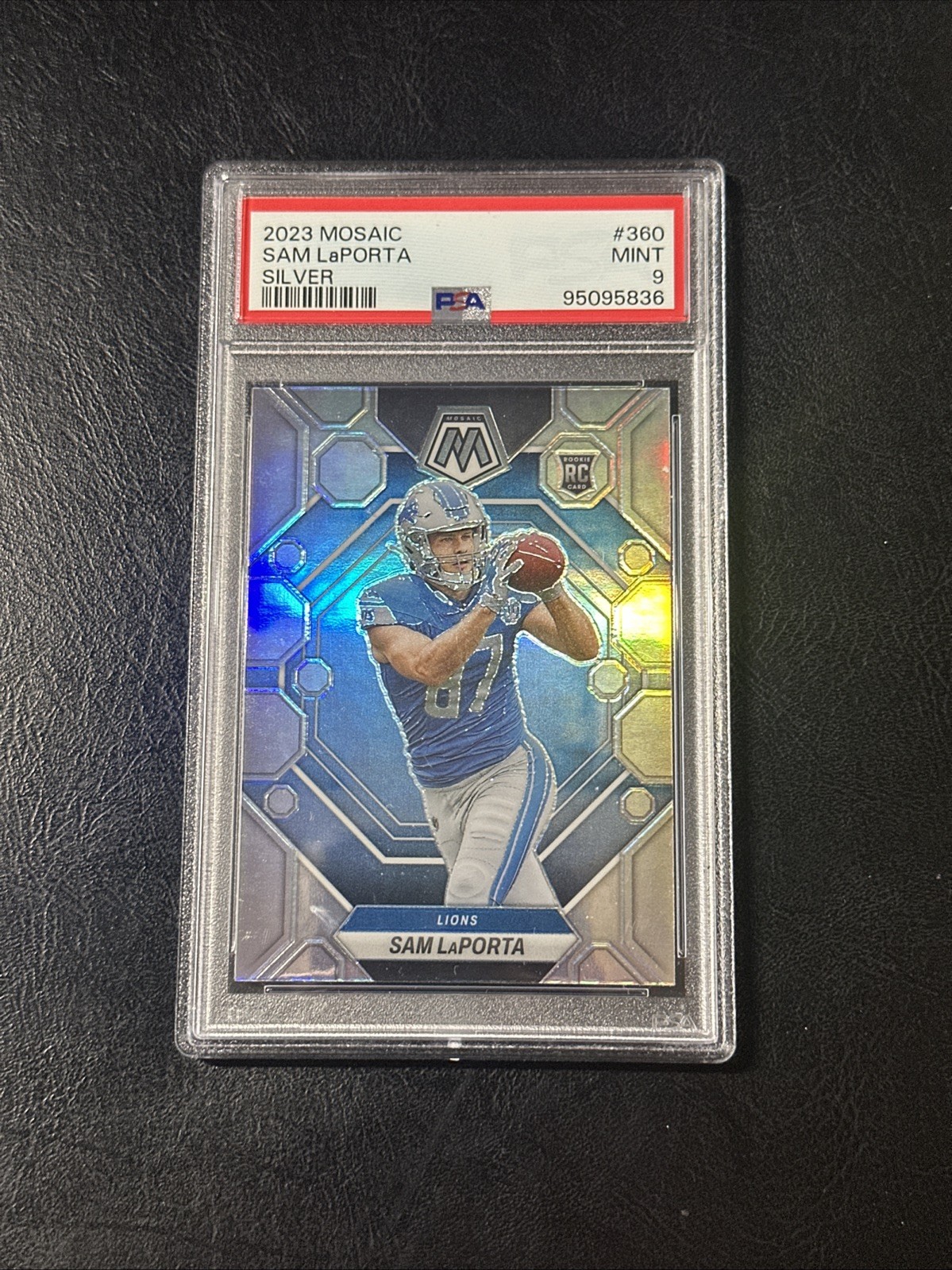 2023 Panini Mosaic Silver Prizm #360 Sam LaPorta Rookie PSA 9 MINT