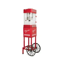 Nostalgia Popcorn Machine Cart 47" Retro Red 2.5oz Kettle Theater Style Wheels