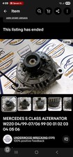 MERCEDES S CLASS ALTERNATOR W220 04/99-07/06 99 00 01 02 03 04 05 06