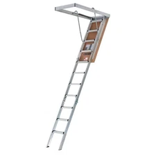 Louisville Attic Ladder (7.75ft to 10.25ft) 375lb Cap. Foldable Aluminum