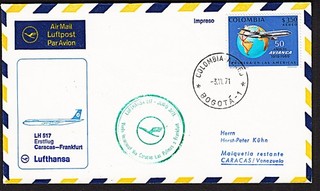 ✈ LH 1971 "Bogota Caracas" Erstflug Ha/Si Nr. 1280 25 !!