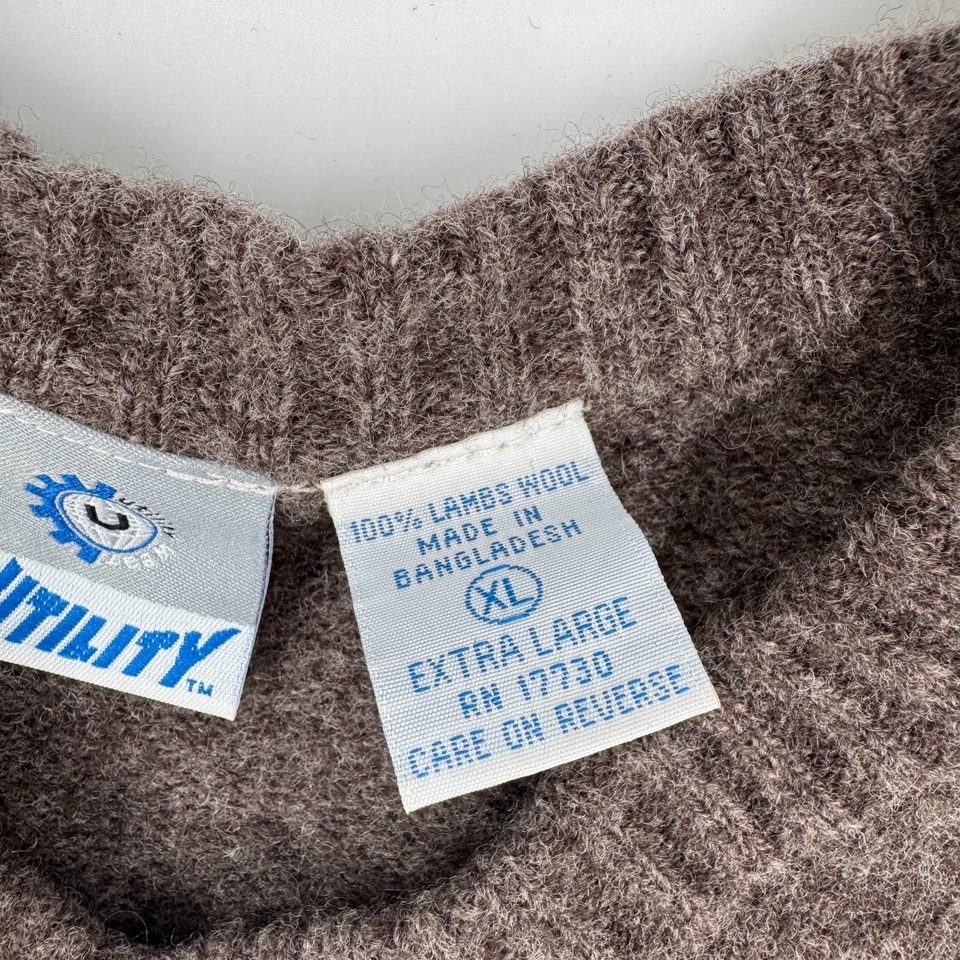 ВИНТАЖНЫЙ утилита мужской шерсти свитер жилет v-образным вырезом серо-серый Slipover XL - Изображение 4 из 4