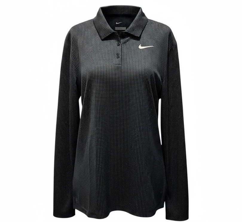 Nike гольф 3 кнопки Dri Fit рубашка-поло женщин синий белый горошек печать длинные рукава - Изображение 2 из 4
