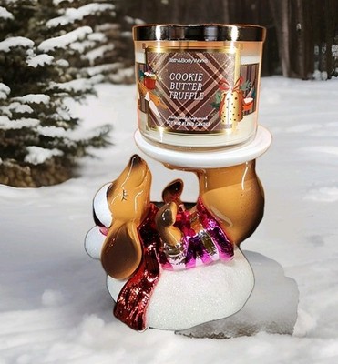 Bath and Body Works キャンドルホルダー 2点セット 新品 Bath & Body Works Dachshund Christmas Tree Pedestal Candle Holder