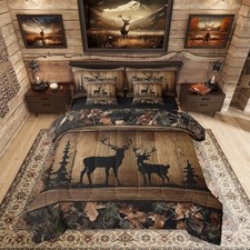 Rustic Cabin Bedding Sets 7 Piece Camo Hunting Deer Comforter Queen Multi 70